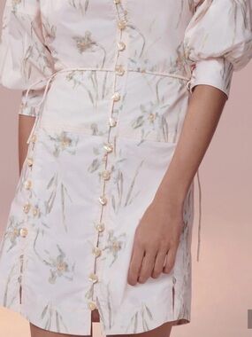 Rebecca Taylor Blush Pink Floral Button-Front Mini Dress Size 14 NWOT
